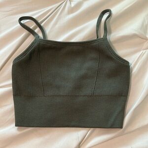 army green fabletics sports bra